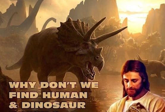 Dinosaurs & Man Together Fossil Footprint