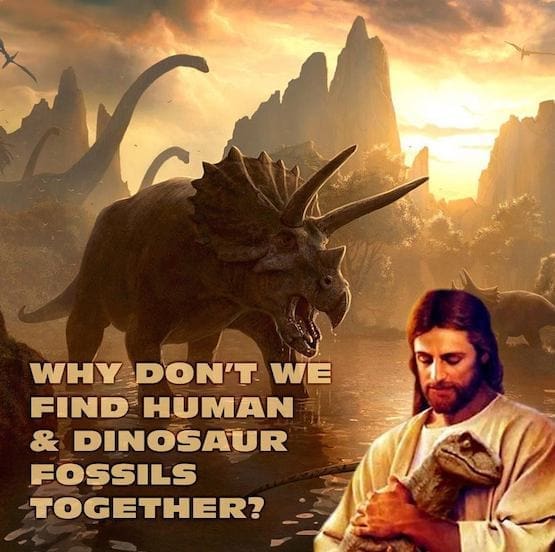Dinosaurs & Man Together Fossil Footprint