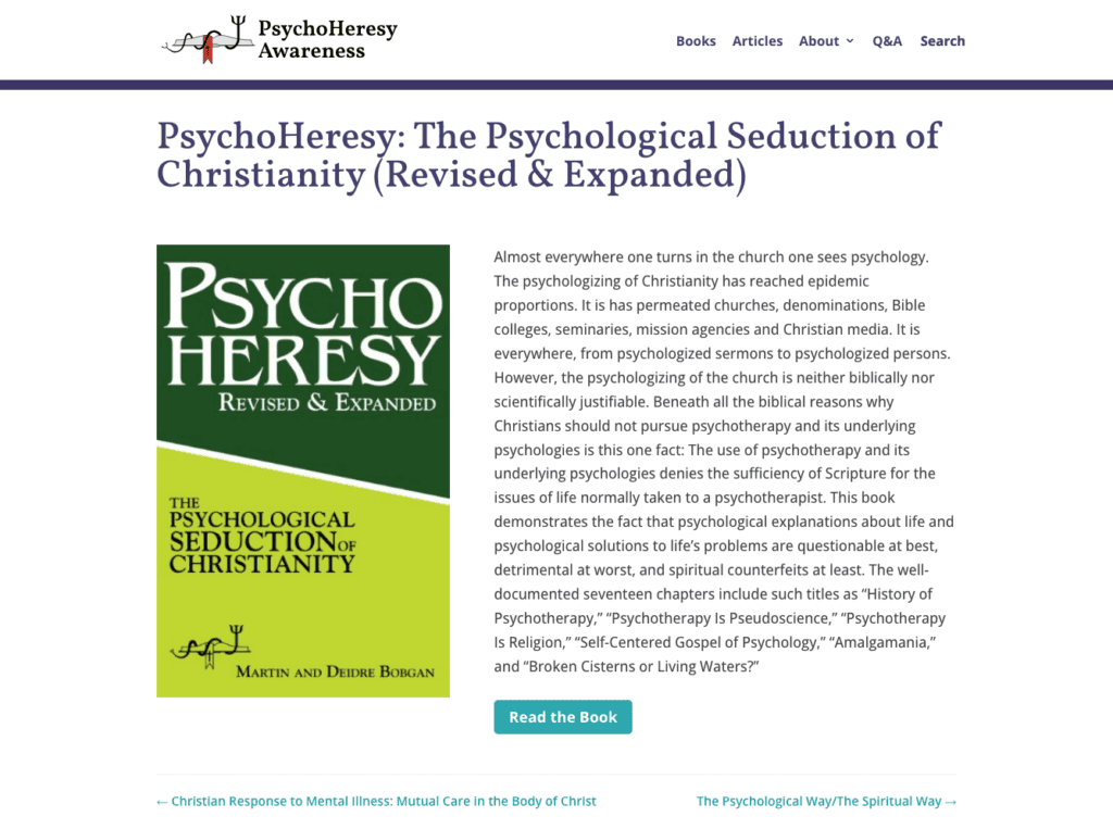 PsychoHeresy, The Psychological Seduction of Christianity, wisdom of men,
